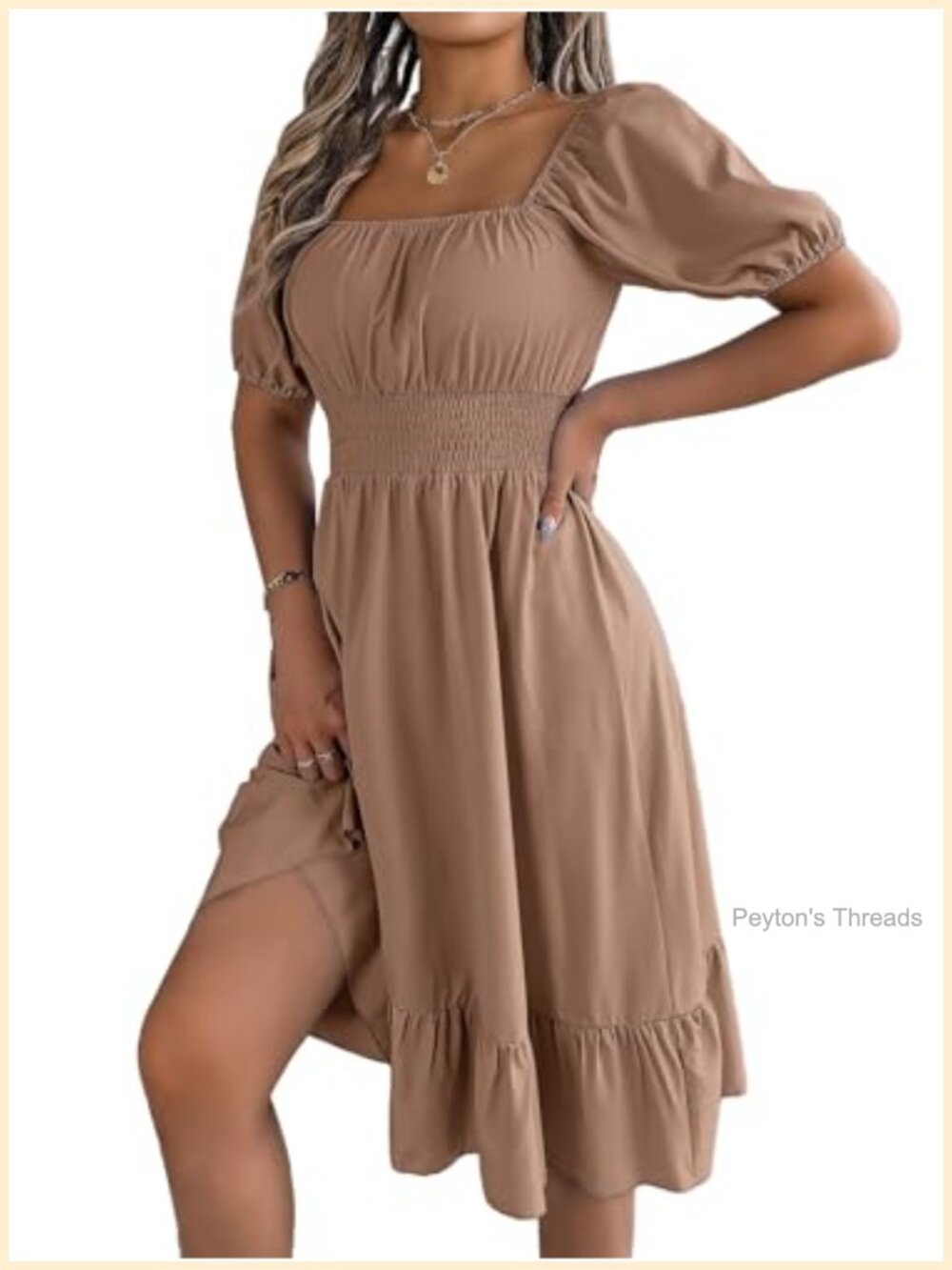 Women's Chiffon Blend Casual Mini Dress with Long Lantern Sleeves, Square Neck,